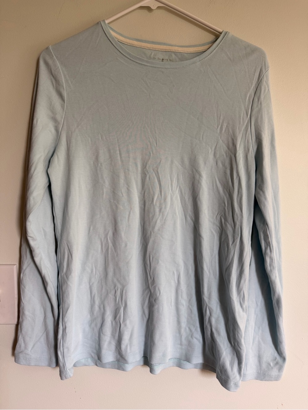 Talbots Pima Cotton Light Blue Long-Sleeve Crew Neck Shirt Basic Pastel